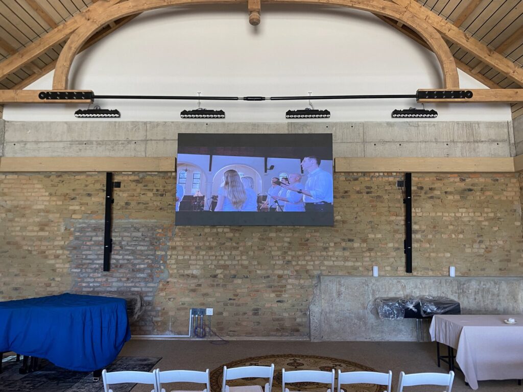 Church AV installation Stellenbosch — Bose PA system, stage lighting and LED screen by Yiva AV